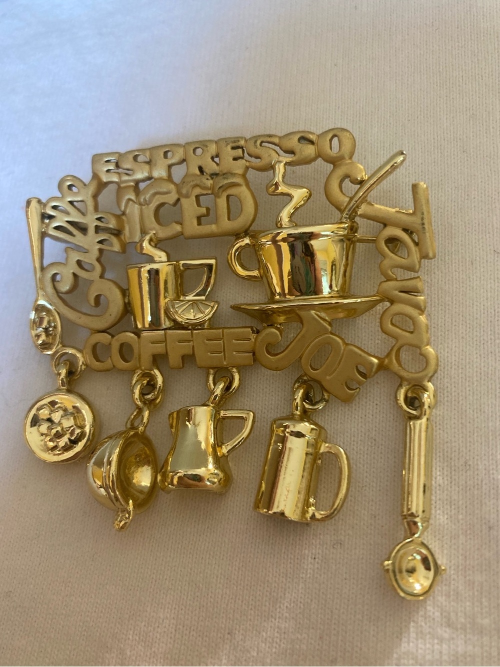 Espresso Iced Coffee Java Signed D Pin Brooch